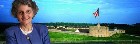 From the Minnesota Historical Society website, an image of Director Nina Archabal in front of Fort Snelling